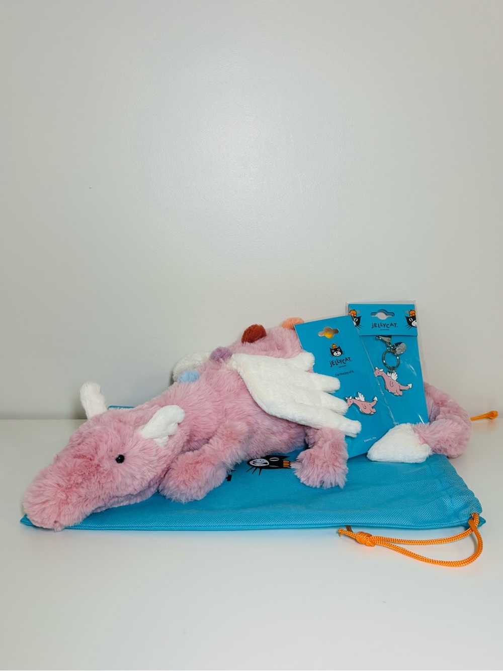 Set Of Jellycat Ruby Exclusive Duskrise Dragon, Keyring & Pin W./ Dust Bag BNWT
